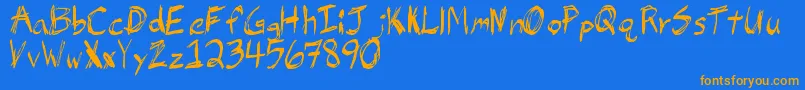 JbHell Font – Orange Fonts on Blue Background