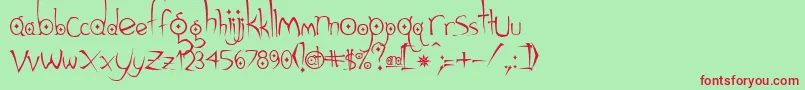 フォントGothic ffy – 赤い文字の緑の背景