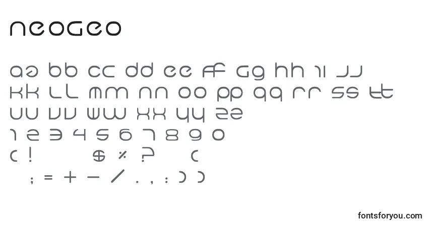 A fonte NeoGeo – alfabeto, números, caracteres especiais