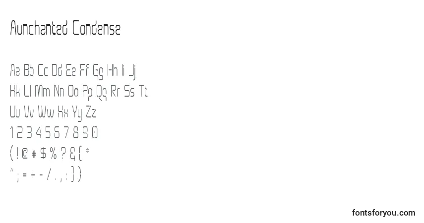 Schriftart Aunchanted Condense – Alphabet, Zahlen, spezielle Symbole