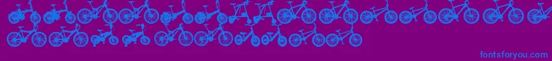 BicycleTfb-Schriftart – Blaue Schriften auf violettem Hintergrund