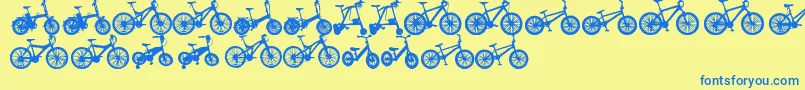 BicycleTfb-Schriftart – Blaue Schriften auf gelbem Hintergrund