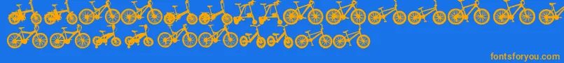 フォントBicycleTfb – オレンジ色の文字が青い背景にあります。