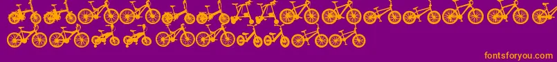 BicycleTfb-Schriftart – Orangefarbene Schriften auf violettem Hintergrund