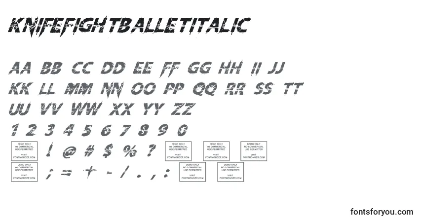 A fonte KnifefightballetItalic (98846) – alfabeto, números, caracteres especiais