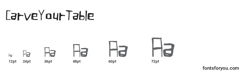 CarveYourTable Font Sizes