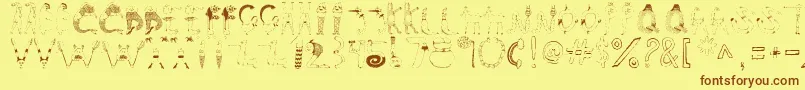Keeks-Schriftart – Braune Schriften auf gelbem Hintergrund