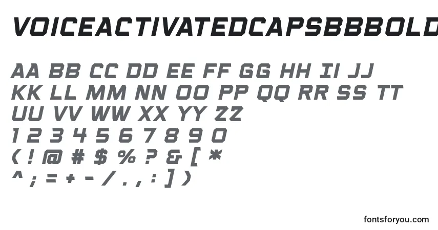 VoiceactivatedcapsbbBolditalic (98850) Font – alphabet, numbers, special characters