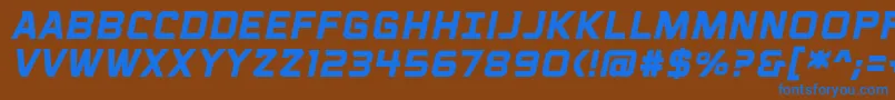 VoiceactivatedcapsbbBolditalic Font – Blue Fonts on Brown Background