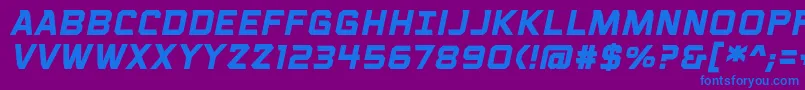 VoiceactivatedcapsbbBolditalic Font – Blue Fonts on Purple Background