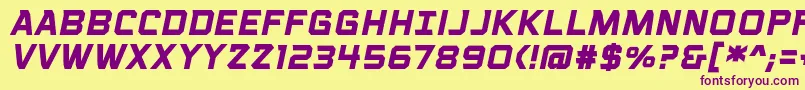 VoiceactivatedcapsbbBolditalic Font – Purple Fonts on Yellow Background