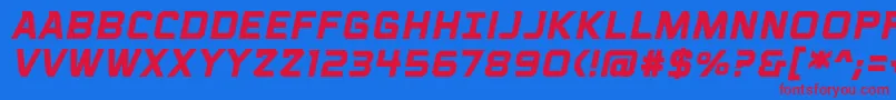VoiceactivatedcapsbbBolditalic Font – Red Fonts on Blue Background