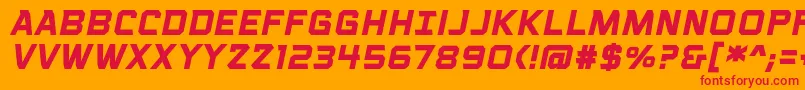 VoiceactivatedcapsbbBolditalic Font – Red Fonts on Orange Background
