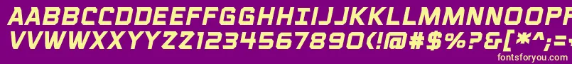 VoiceactivatedcapsbbBolditalic Font – Yellow Fonts on Purple Background