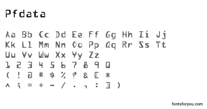 Fuente Pfdata - alfabeto, números, caracteres especiales
