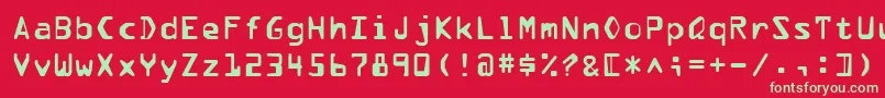 フォントPfdata – 赤い背景に緑の文字