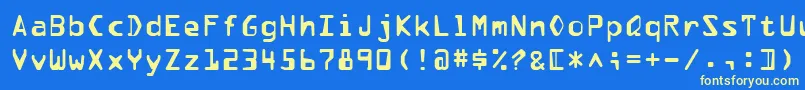 Pfdata Font – Yellow Fonts on Blue Background