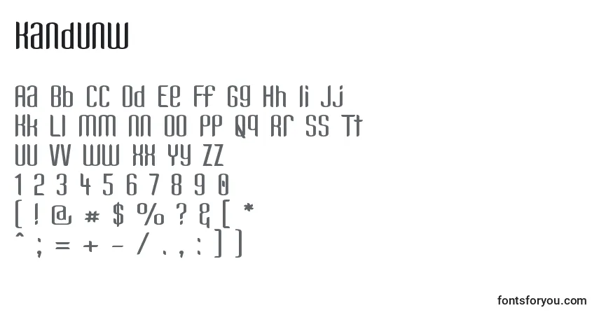 Schriftart Kandunw – Alphabet, Zahlen, spezielle Symbole
