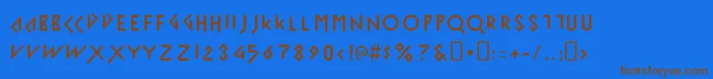IomanoidFront Font – Brown Fonts on Blue Background