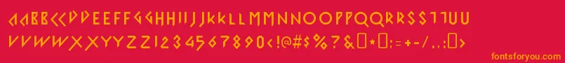 IomanoidFront Font – Orange Fonts on Red Background
