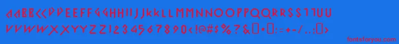 フォントIomanoidFront – 赤い文字の青い背景