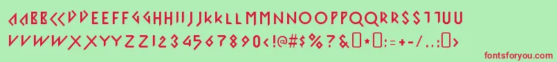 フォントIomanoidFront – 赤い文字の緑の背景
