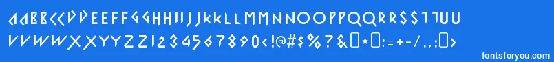 Fonte IomanoidFront – fontes brancas em um fundo azul