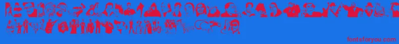 Stencilddtown-Schriftart – Rote Schriften auf blauem Hintergrund