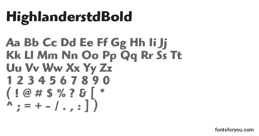 A fonte HighlanderstdBold – alfabeto, números, caracteres especiais