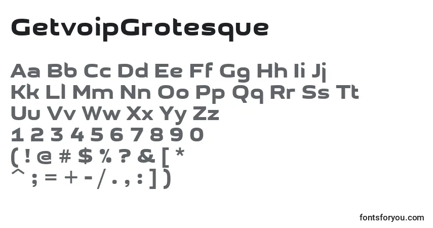 Czcionka GetvoipGrotesque (98859) – alfabet, cyfry, specjalne znaki