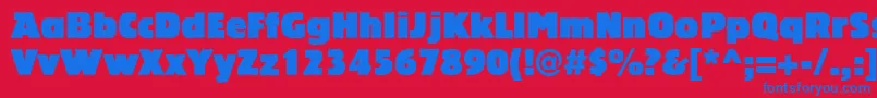 LinotypeBariton-Schriftart – Blaue Schriften auf rotem Hintergrund