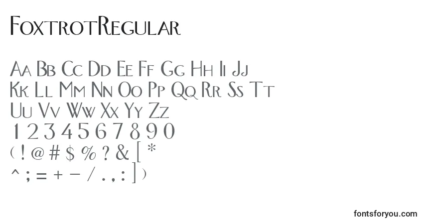 Schriftart FoxtrotRegular – Alphabet, Zahlen, spezielle Symbole