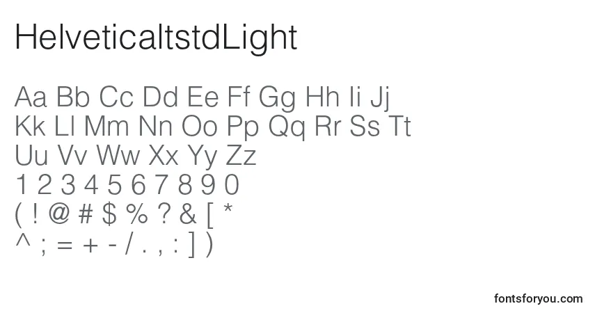 Шрифт HelveticaltstdLight – алфавит, цифры, специальные символы