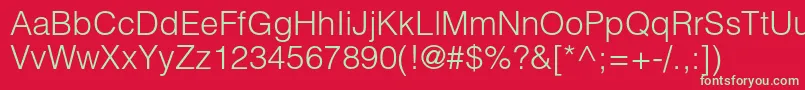 HelveticaltstdLight Font – Green Fonts on Red Background