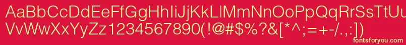 フォントHelveticaltstdLight – 黄色の文字、赤い背景