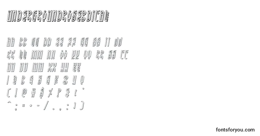 Schriftart Undergroundrose3Dital – Alphabet, Zahlen, spezielle Symbole