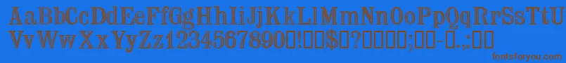フォントTrixssk – 茶色の文字が青い背景にあります。
