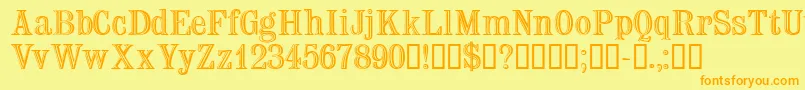 フォントTrixssk – オレンジの文字が黄色の背景にあります。