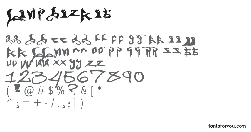 A fonte LimpBizkit – alfabeto, números, caracteres especiais