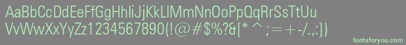 フォントZurichLightCondensedBt – 灰色の背景に緑のフォント