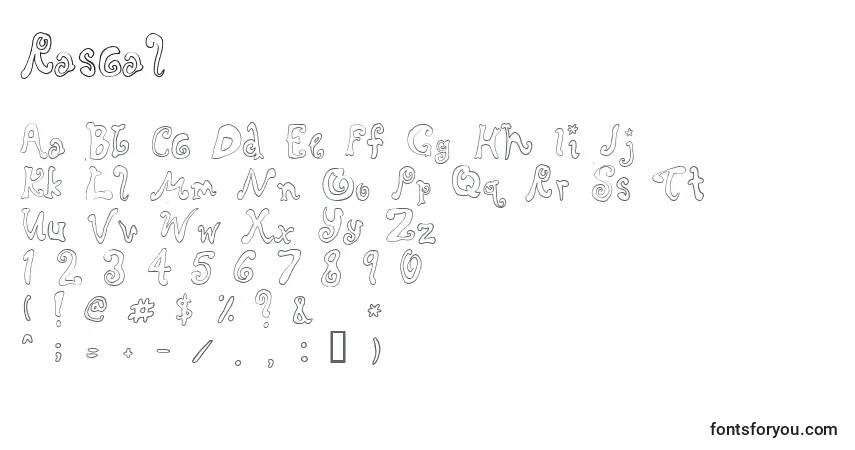 Czcionka Rascal – alfabet, cyfry, specjalne znaki