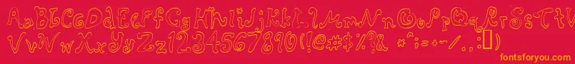 Rascal-Schriftart – Orangefarbene Schriften auf rotem Hintergrund
