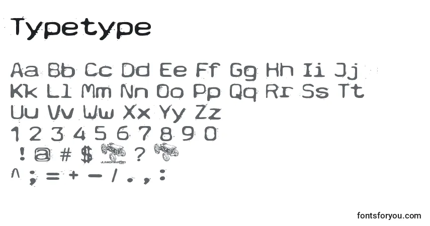 Czcionka Typetype – alfabet, cyfry, specjalne znaki