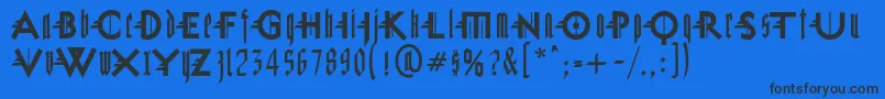 MiguelSangotischフォントについての詳細 フォントMiguelSangotisch – 黒い文字の青い背景