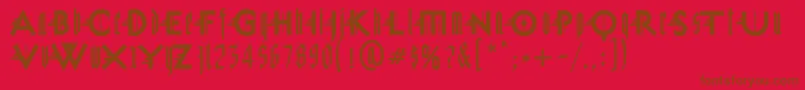 フォントMiguelSangotisch – 赤い背景に茶色の文字