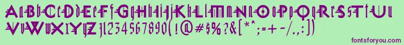 MiguelSangotisch Font – Purple Fonts on Green Background