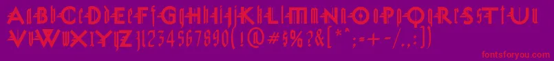 フォントMiguelSangotisch – 紫の背景に赤い文字