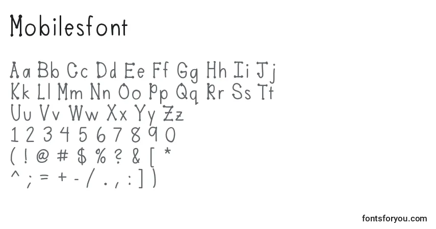 Fuente Mobilesfont - alfabeto, números, caracteres especiales