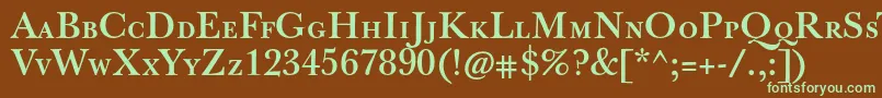 フォントJbaskervillecapsBold – 緑色の文字が茶色の背景にあります。