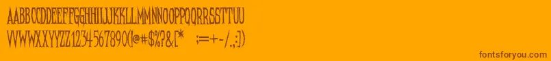 Czcionka NeedleteethRegular – brązowe czcionki na pomarańczowym tle